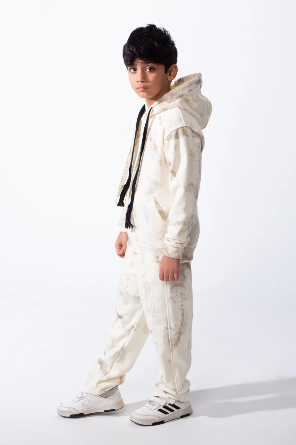 Boy’s Washed Effect Comfortable Casual Melton Slim Fit Outfit with Unique All-Over Print - Image 7