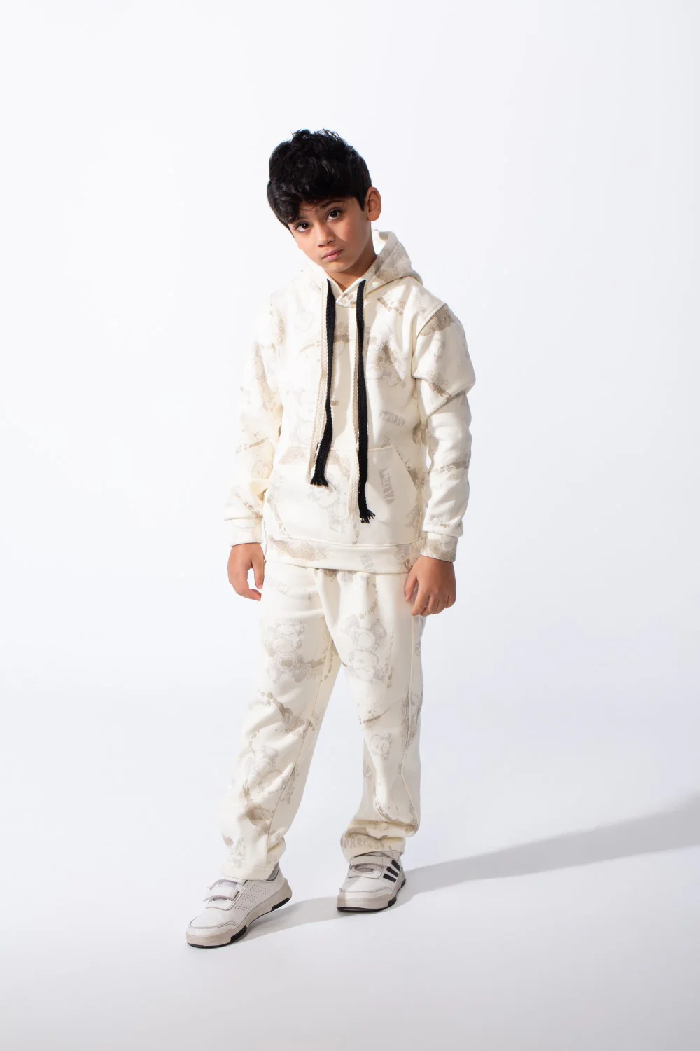 Boy’s Washed Effect Comfortable Casual Melton Slim Fit Outfit with Unique All-Over Print - Image 8