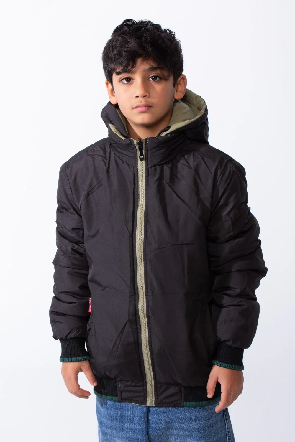Boy’s Waterproof Double Face Full Zip Closure Comfortable Casual Contrast Stripe Ribbed Cuff Jacket - Image 11
