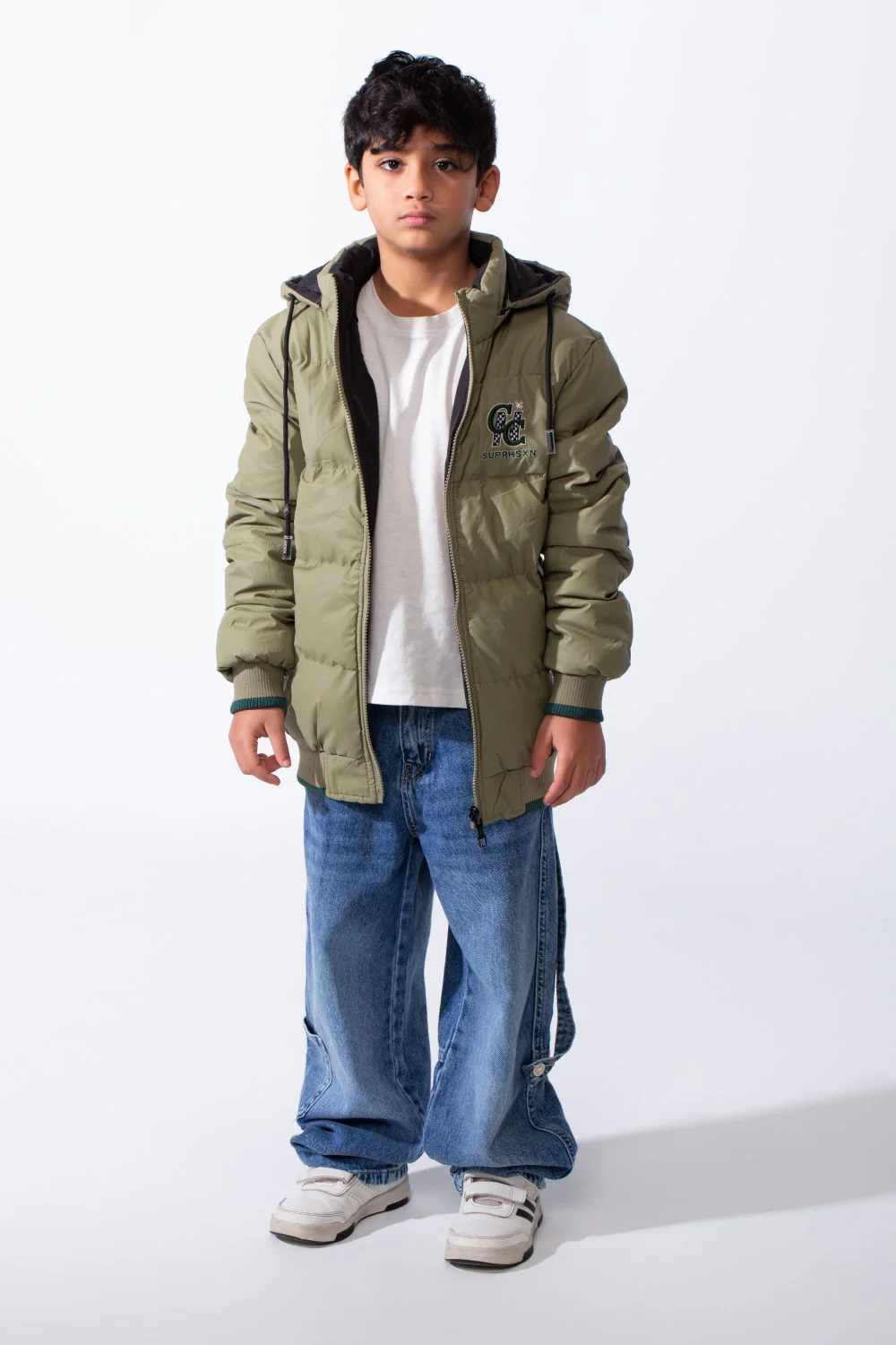 Boy’s Waterproof Double Face Full Zip Closure Comfortable Casual Contrast Stripe Ribbed Cuff Jacket - Image 12