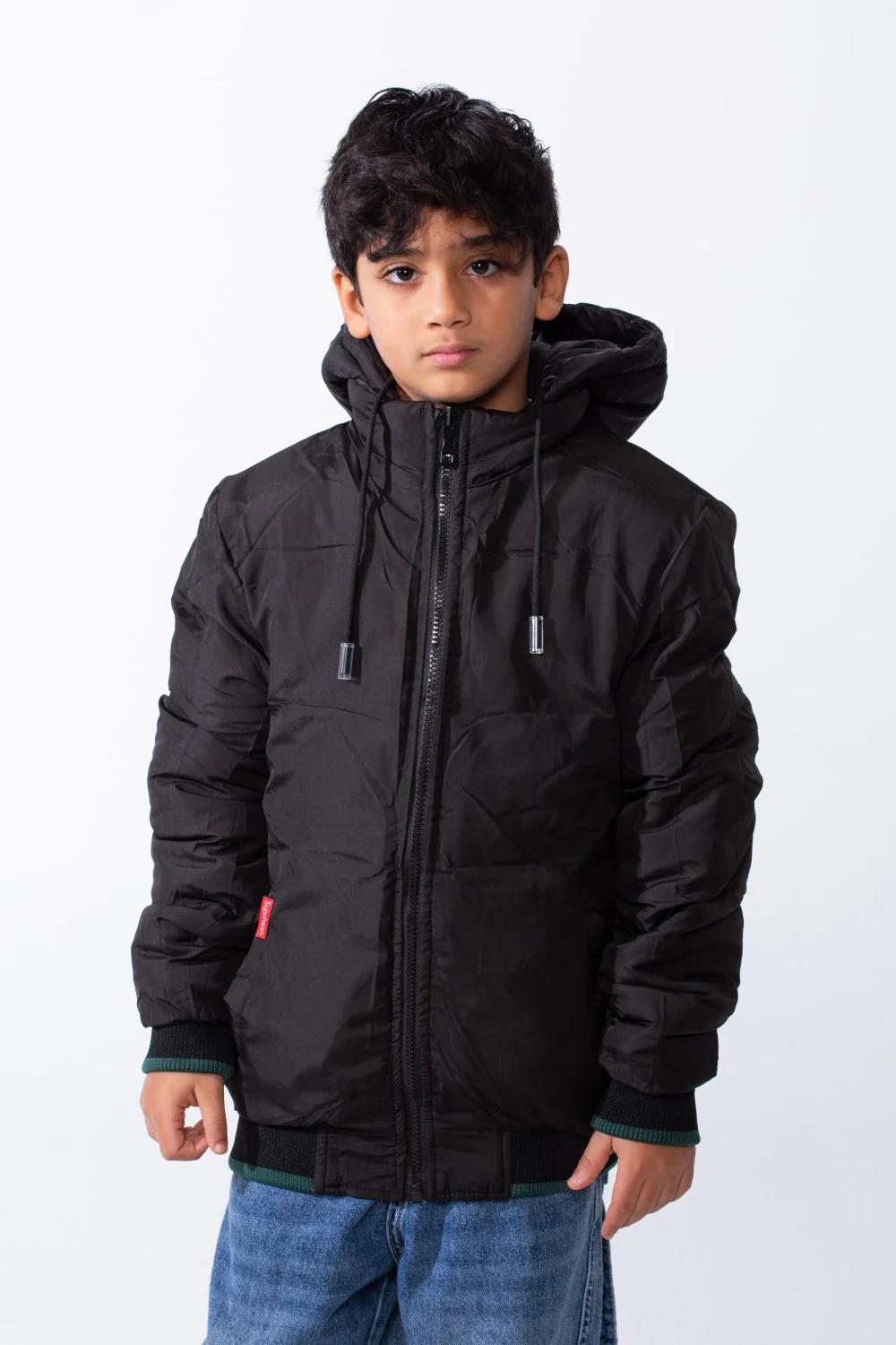 Boy’s Waterproof Double Face Full Zip Closure Comfortable Casual Contrast Stripe Ribbed Cuff Jacket - Image 3