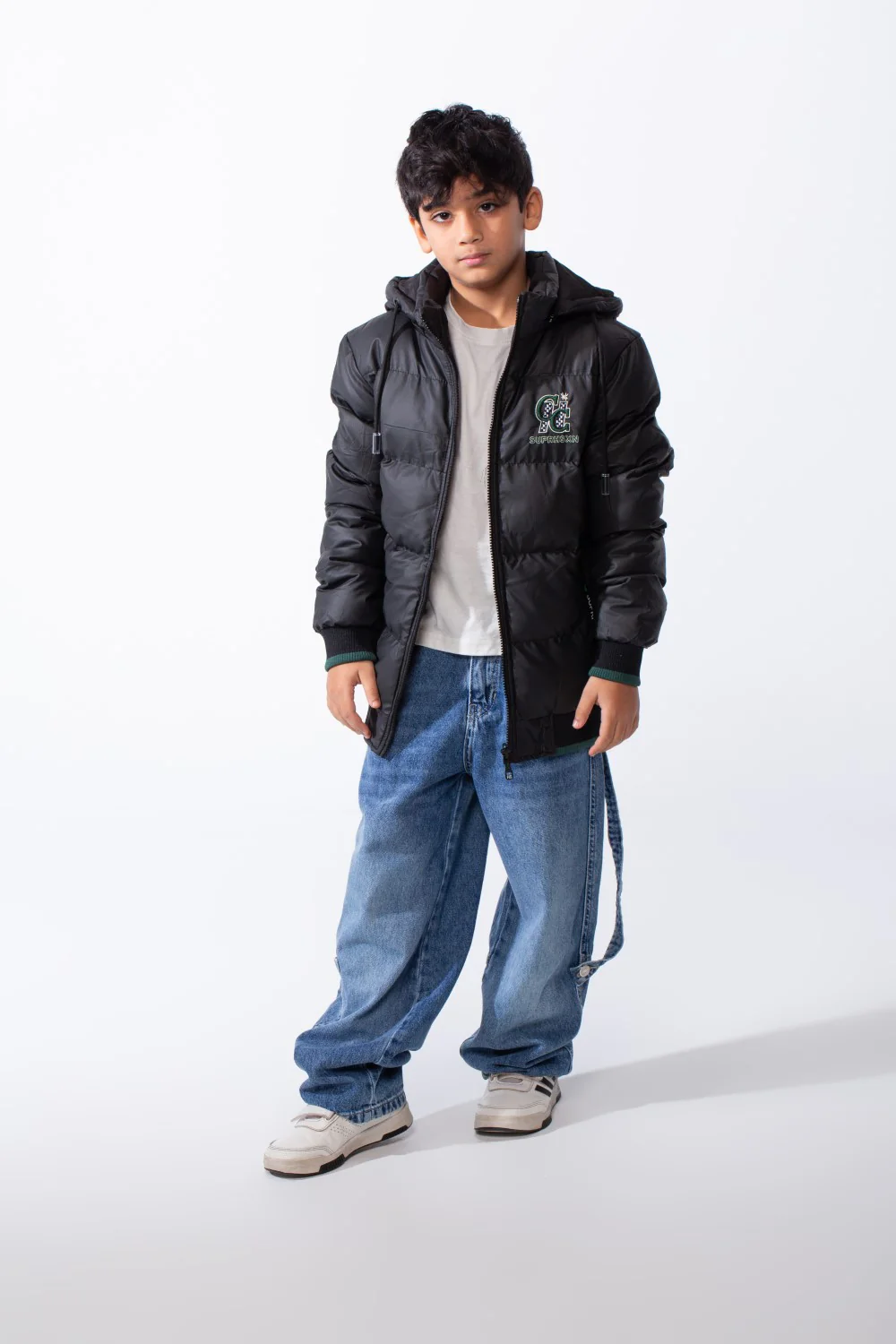 Boy’s Waterproof Double Face Full Zip Closure Comfortable Casual Contrast Stripe Ribbed Cuff Jacket - Image 4