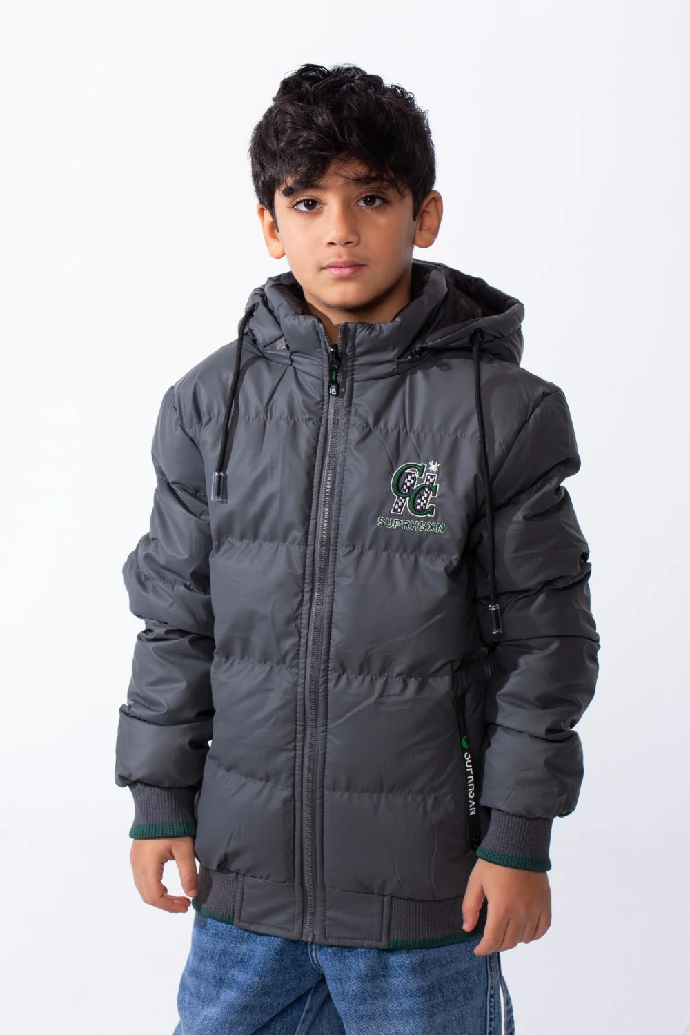 Boy’s Waterproof Double Face Full Zip Closure Comfortable Casual Contrast Stripe Ribbed Cuff Jacket - Image 5