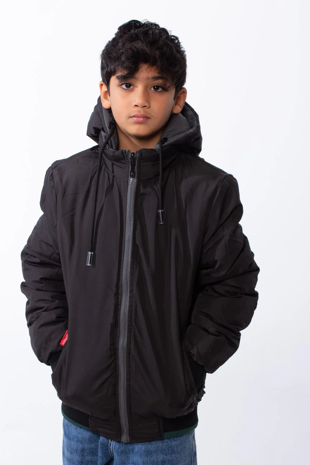Boy’s Waterproof Double Face Full Zip Closure Comfortable Casual Contrast Stripe Ribbed Cuff Jacket - Image 7