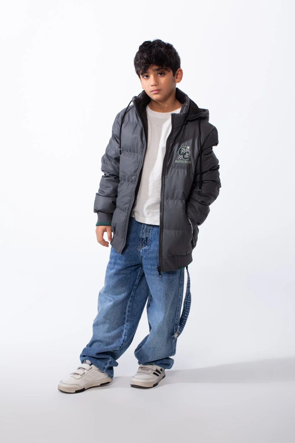 Boy’s Waterproof Double Face Full Zip Closure Comfortable Casual Contrast Stripe Ribbed Cuff Jacket - Image 8