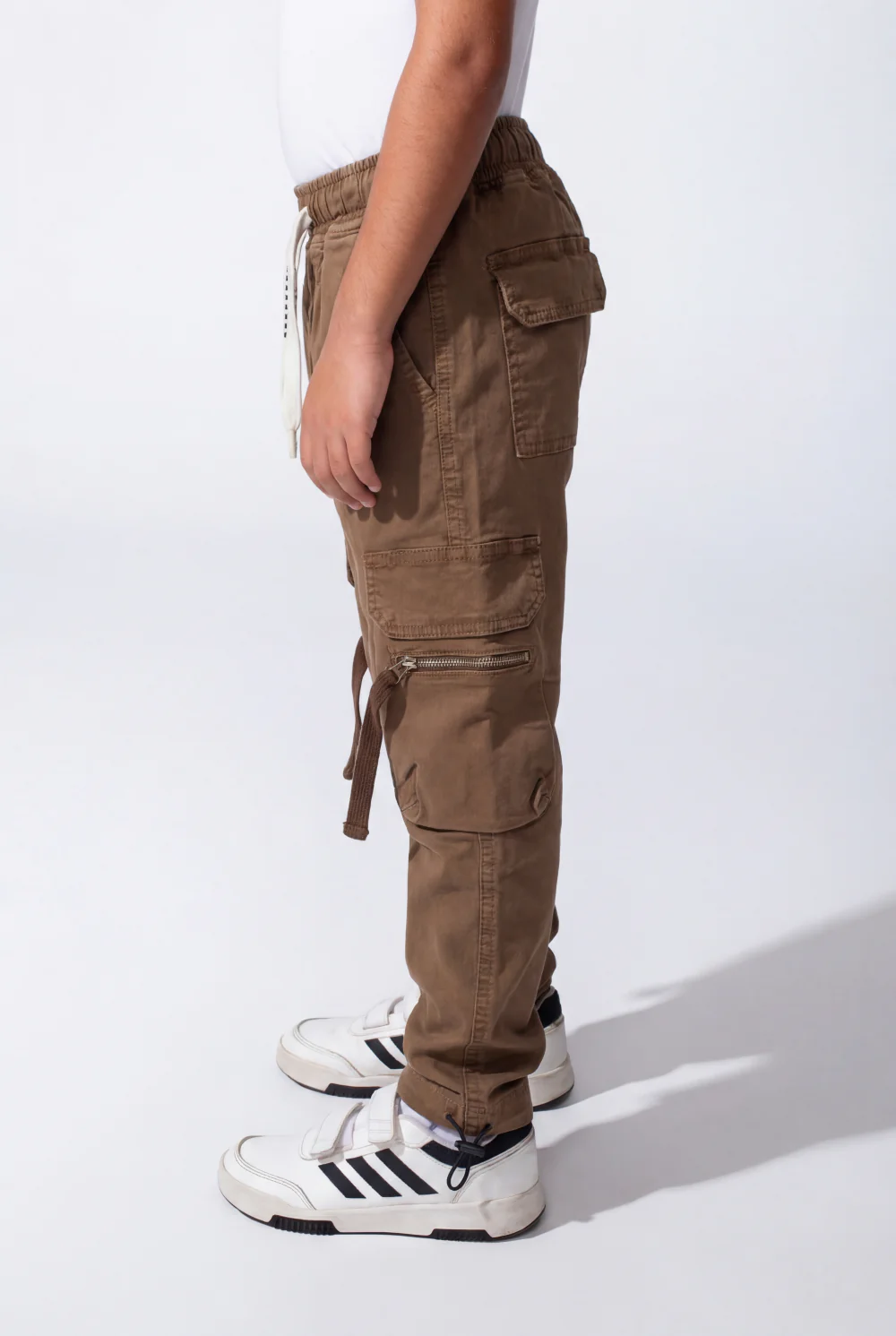 Boy’s Zip-Detail Cargo Sherwal Gabardine Pants With Utility Pockets - Image 16