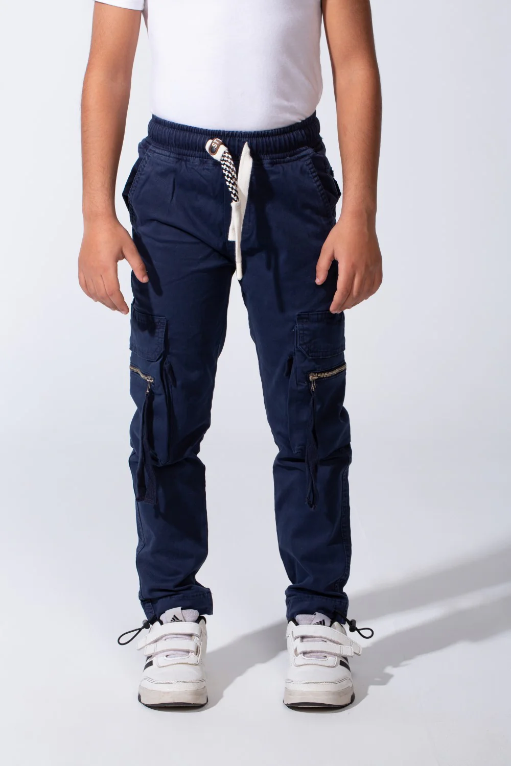 Boy’s Zip-Detail Cargo Sherwal Gabardine Pants With Utility Pockets - Image 5