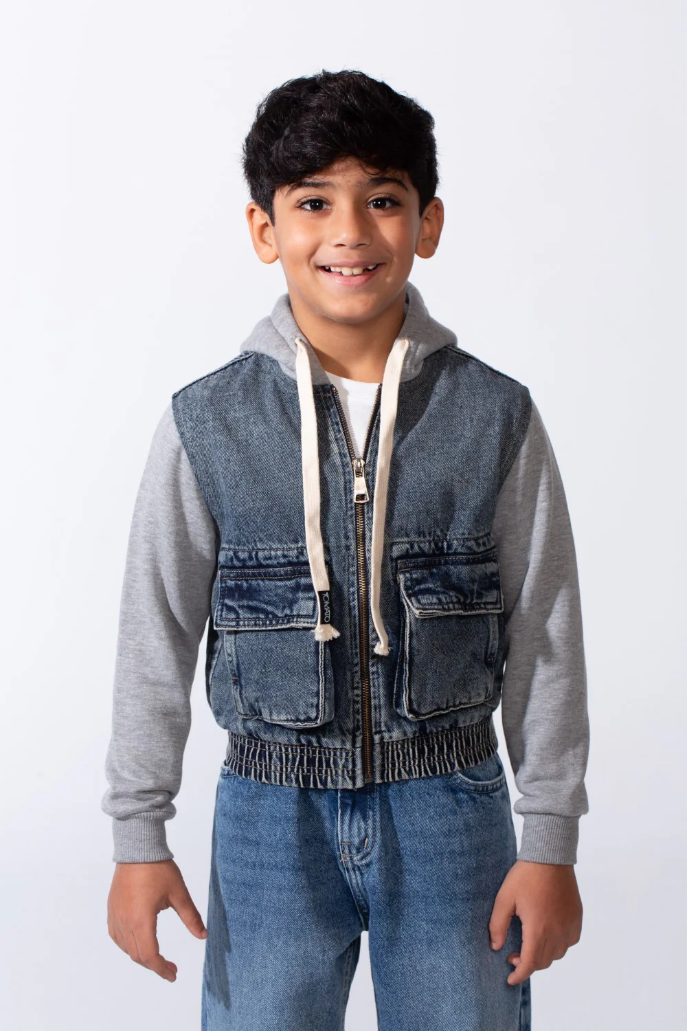 Boy’s Zip-Up Slim Fit Denim Jeans Jacket With Front Pockets