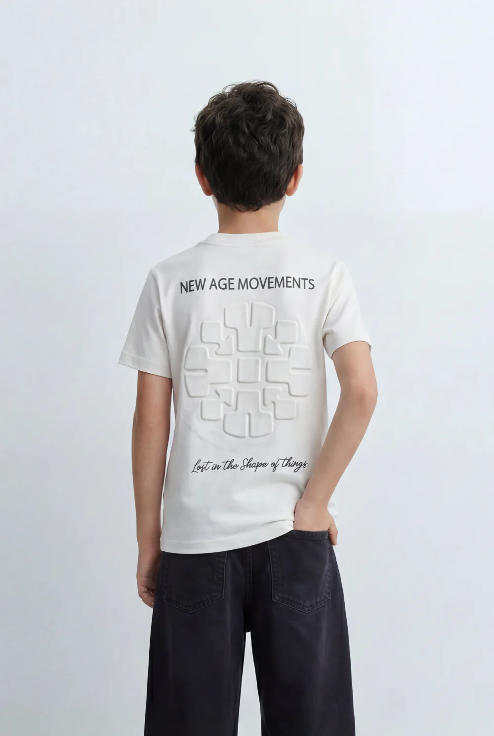 Boy's Tomato Store Back Graphic T-Shirt Showcasing Raised Geometric Artwork Typography Print - Image 2