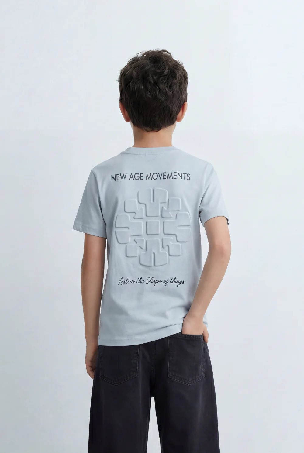Boy's Tomato Store Back Graphic T-Shirt Showcasing Raised Geometric Artwork Typography Print - Image 6