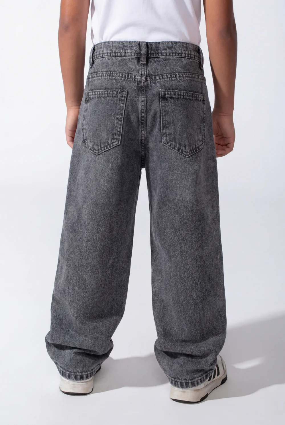 Boy's Baggy Wide-Leg Acid-Wash Finish Design Secure Button Zip Fly Closure Comfort Modern Streetwear Vibe Jeans Pants - Image 2