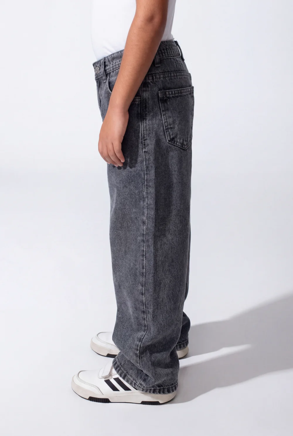 Boy's Baggy Wide-Leg Acid-Wash Finish Design Secure Button Zip Fly Closure Comfort Modern Streetwear Vibe Jeans Pants - Image 3