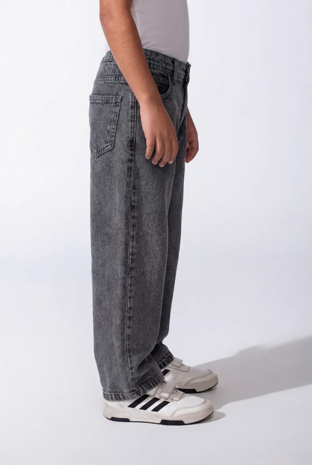 Boy's Baggy Wide-Leg Acid-Wash Finish Design Secure Button Zip Fly Closure Comfort Modern Streetwear Vibe Jeans Pants - Image 4