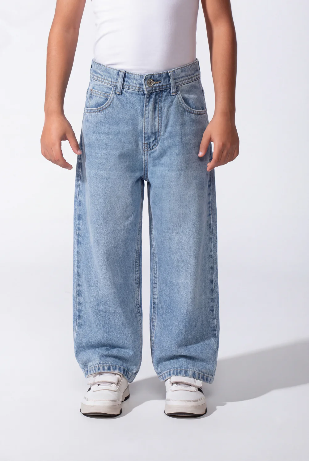Boy's Baggy Wide-Leg Acid-Wash Finish Design Secure Button Zip Fly Closure Comfort Modern Streetwear Vibe Jeans Pants - Image 5