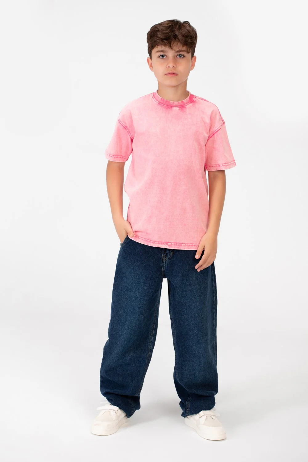 Boy's Basic Crew Neck Washed T-Shirt - Image 8
