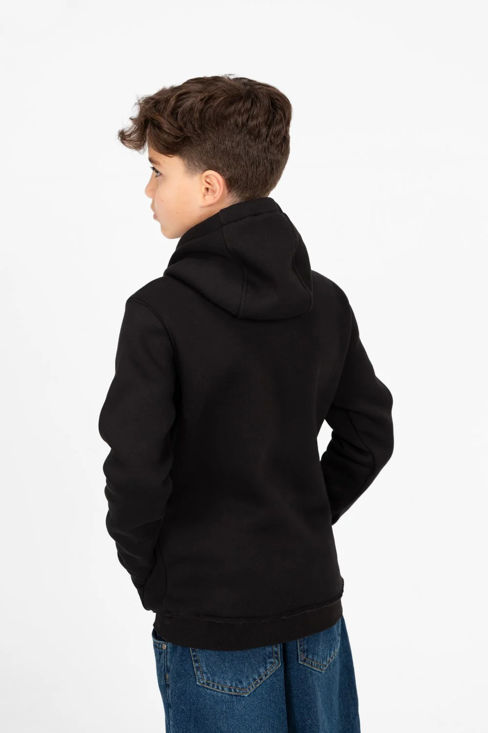 Boy's Basic Hoodie With Kangaroo Pocket And Long Sleeves - Image 2