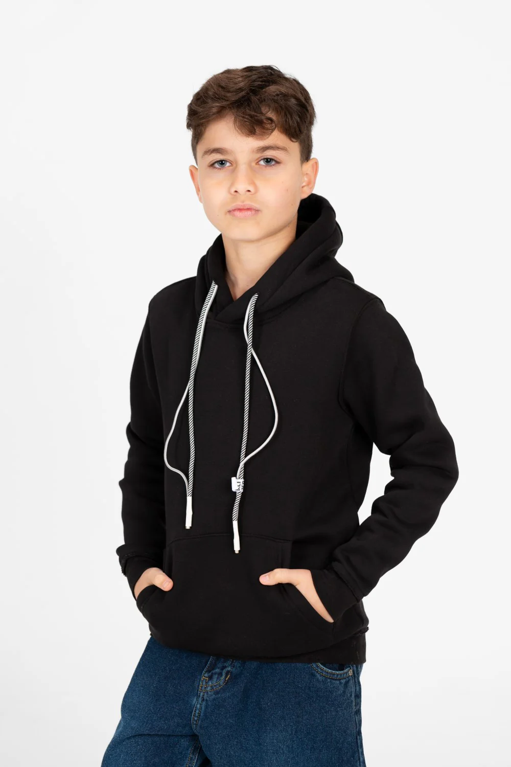 Boy's Basic Hoodie With Kangaroo Pocket And Long Sleeves - Image 3