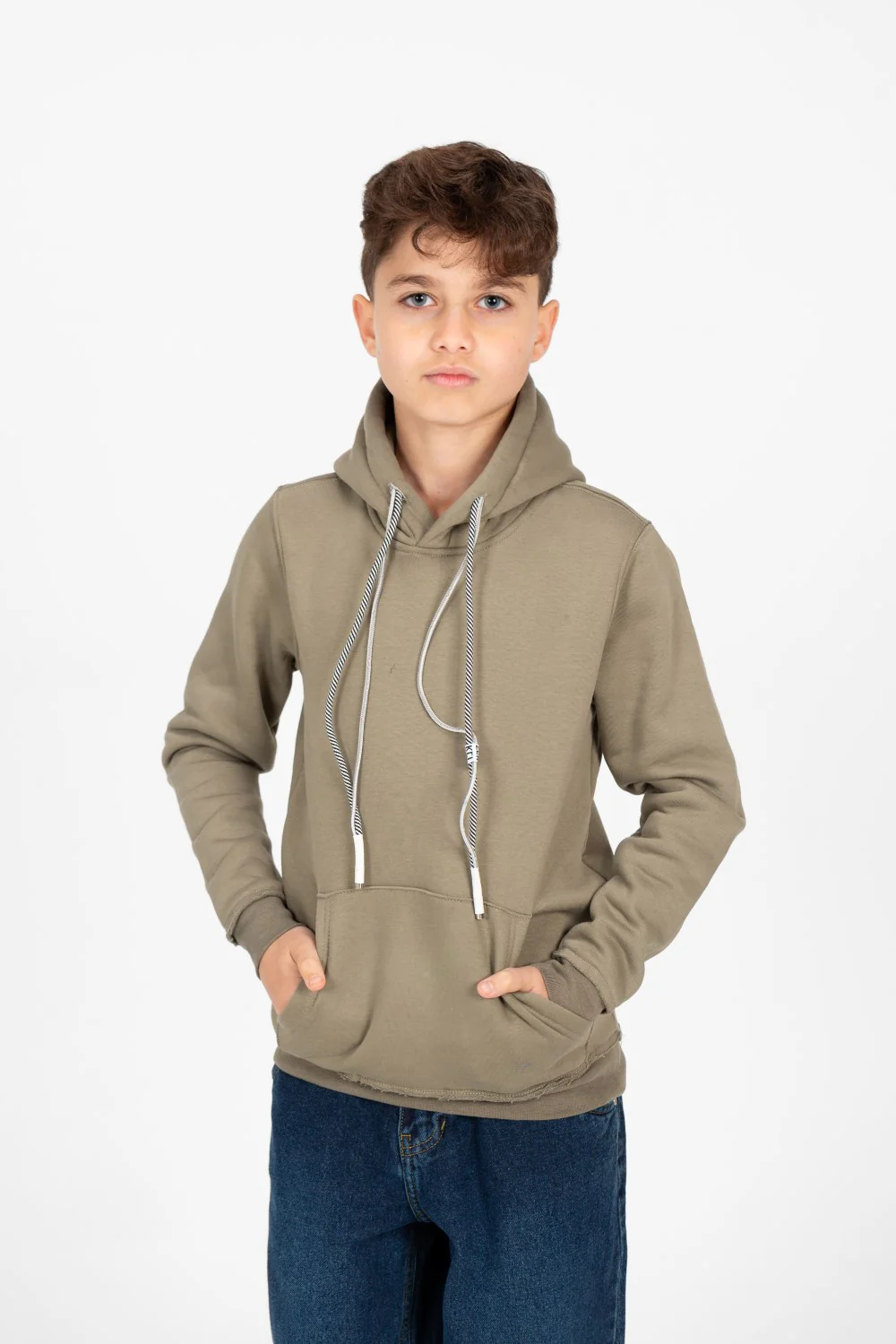 Boy's Basic Hoodie With Kangaroo Pocket And Long Sleeves - Image 5