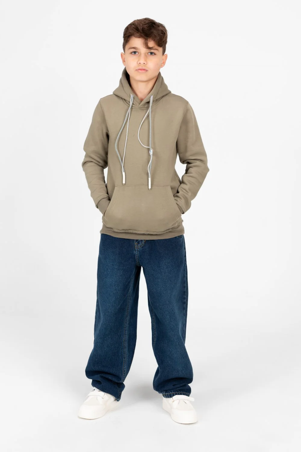 Boy's Basic Hoodie With Kangaroo Pocket And Long Sleeves - Image 8