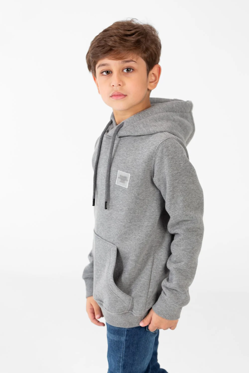 Boy's Basic Plain Hoodie Sweatshirt With Kangaroo Pocket - Image 11