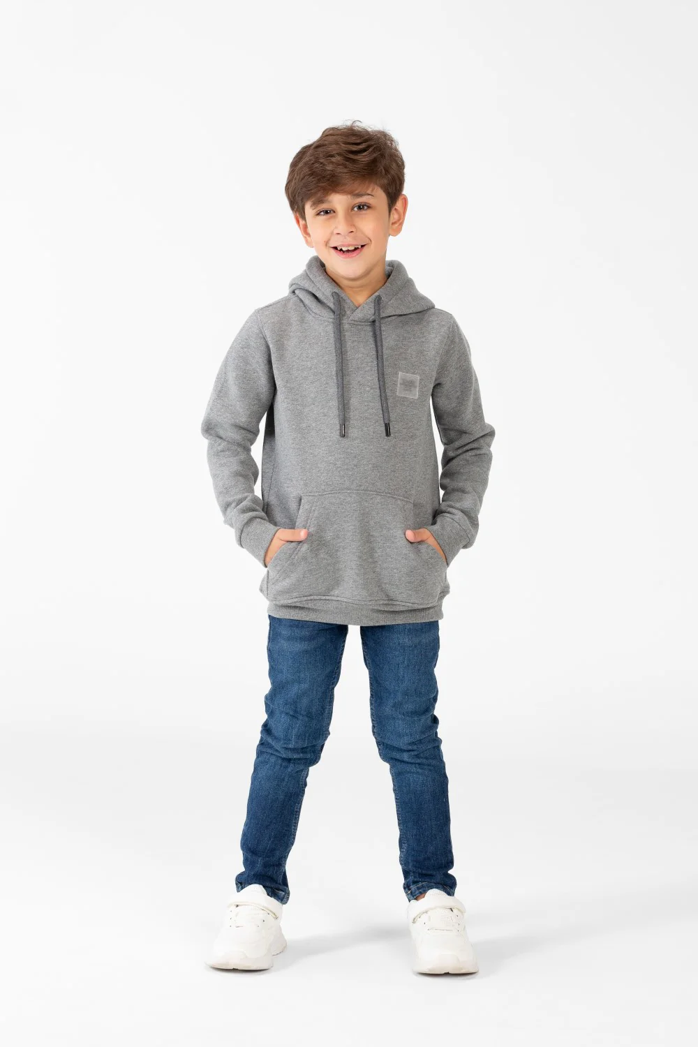 Boy's Basic Plain Hoodie Sweatshirt With Kangaroo Pocket - Image 12