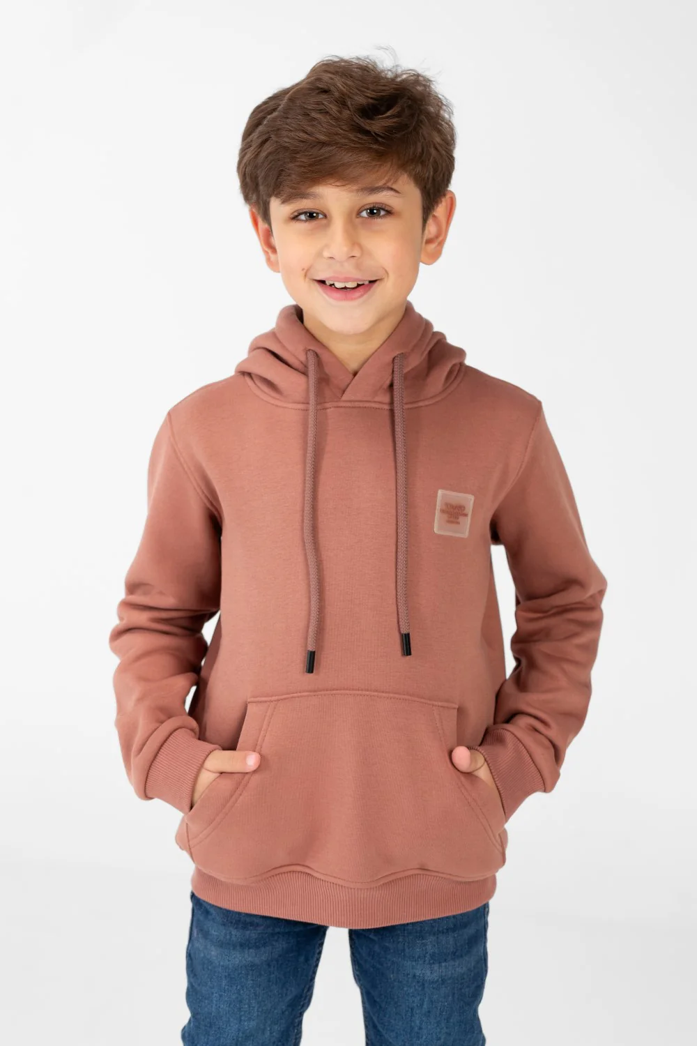 Boy's Basic Plain Hoodie Sweatshirt With Kangaroo Pocket - Image 13