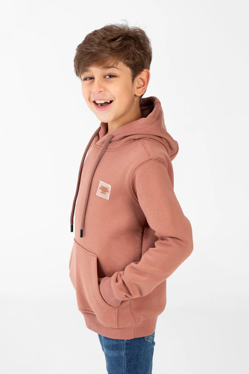 Boy's Basic Plain Hoodie Sweatshirt With Kangaroo Pocket - Image 15