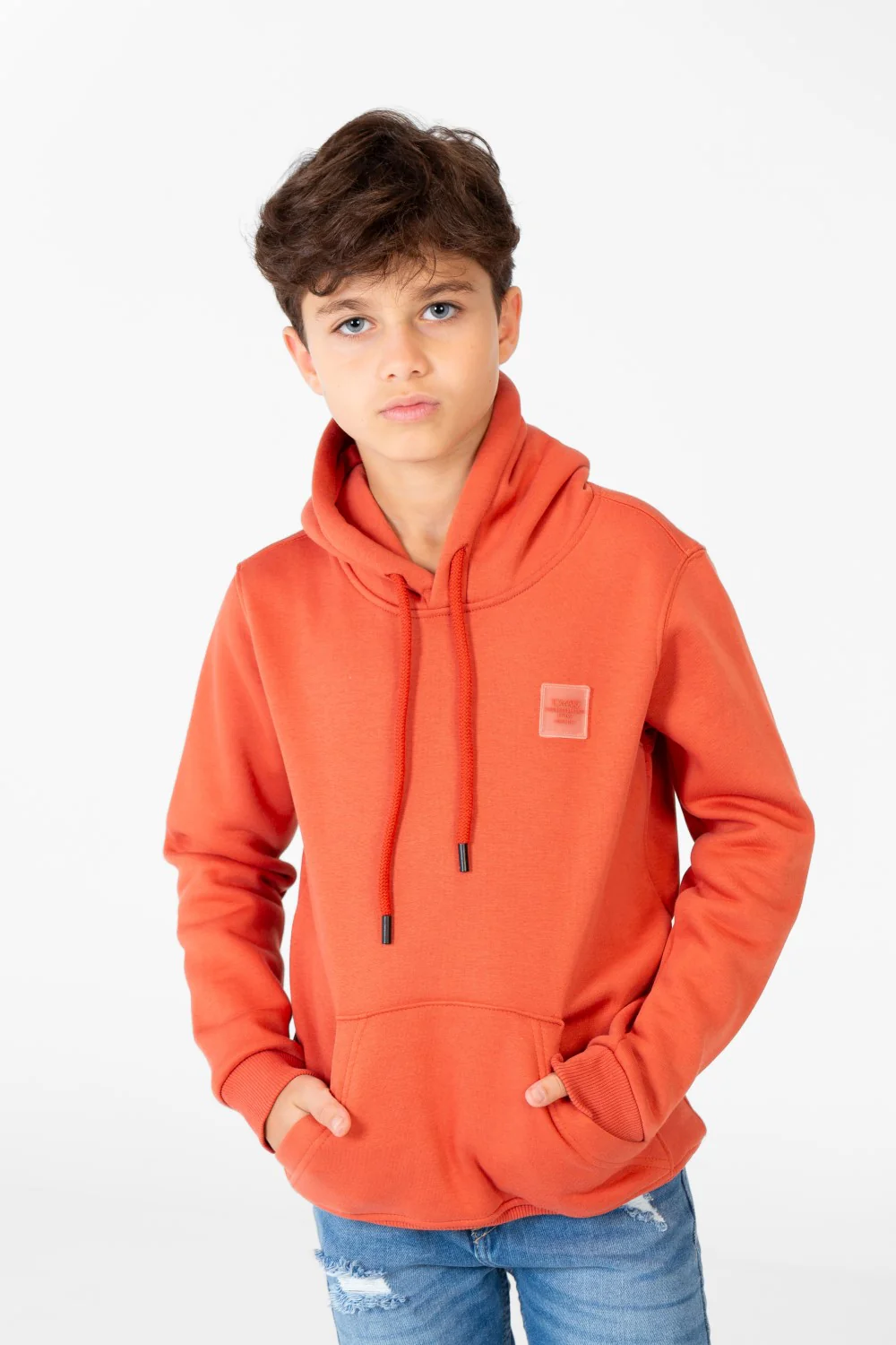 Boy's Basic Plain Hoodie Sweatshirt With Kangaroo Pocket - Image 37