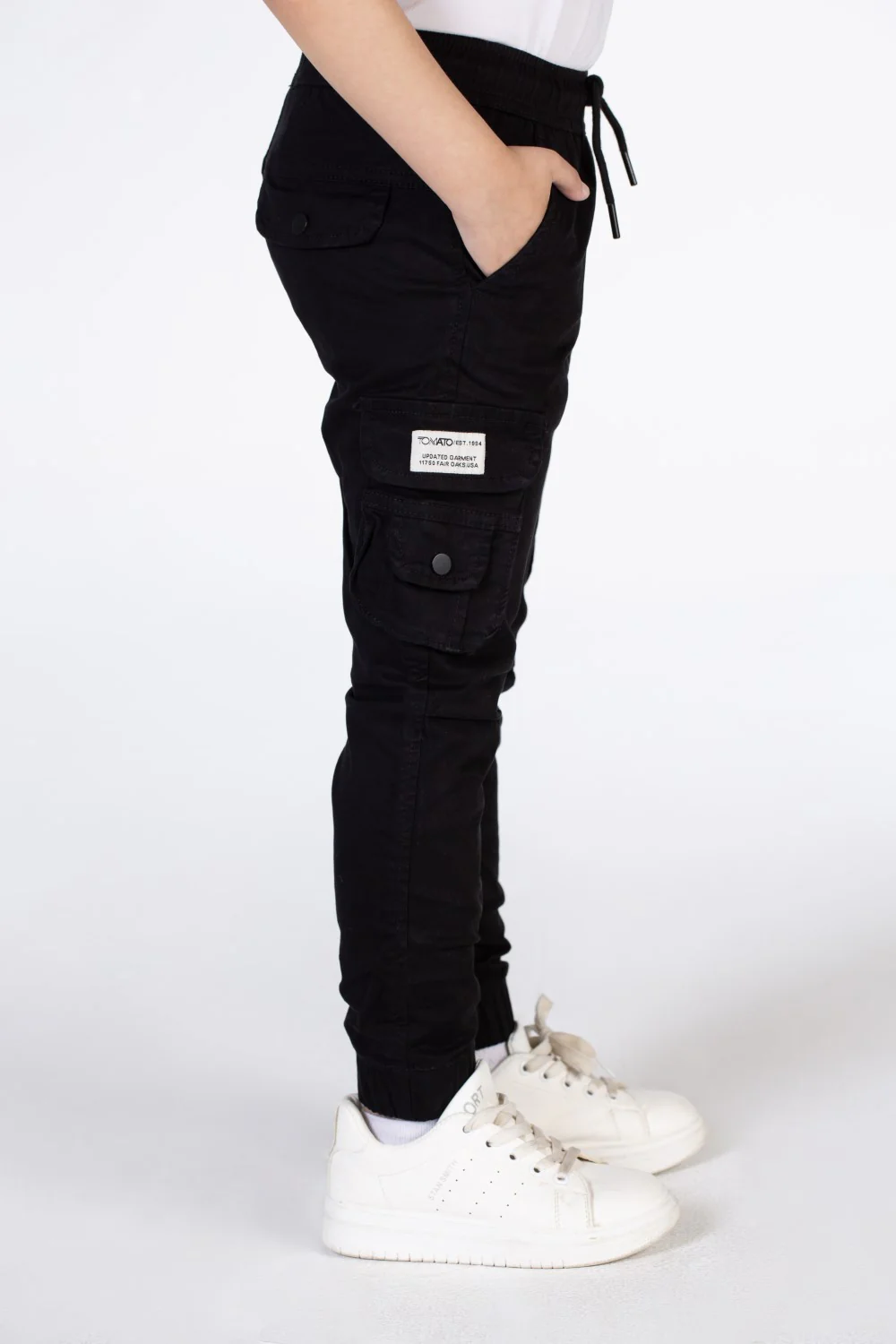 Boys Basic Sherwal Gabardine Pants With Side Pockets - Image 3