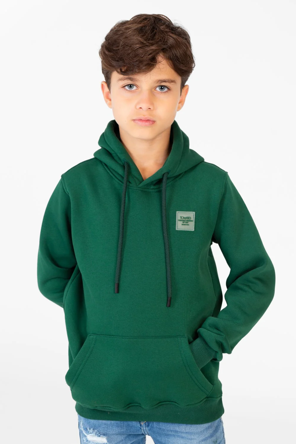 Boy's Basic Tomato Sweatshirt With Kangaroo Pocket - Image 9