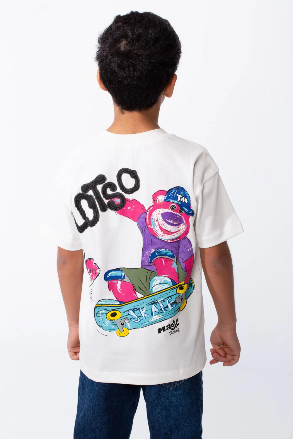 Boy's Tomato Store Breathable Fabric Playful Back Graphic Bold Artistic Sketches Crew Neck Slim Fit With Fun Active Everyday Wear T-Shirt - Image 10