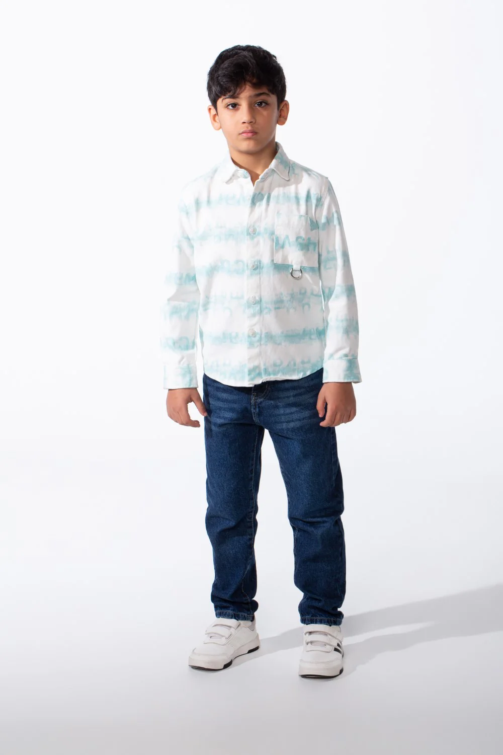 Boy's Button-Down Graphic Panels Left-Chest Utility Pocket Slim Fit Gabardine Shirt - Image 11
