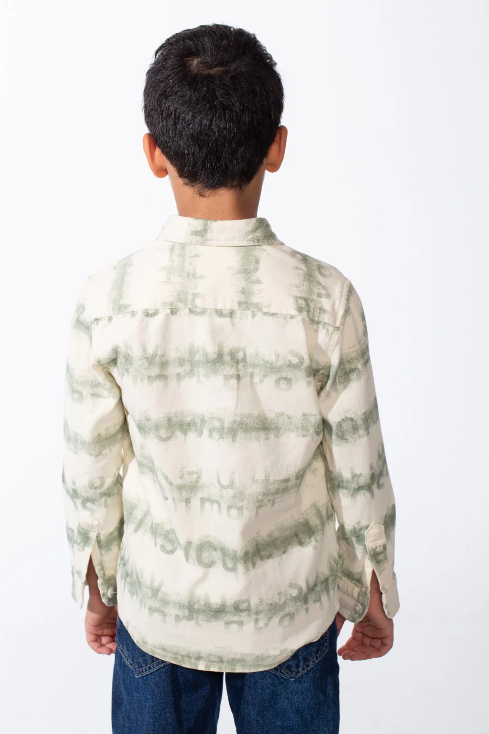Boy's Button-Down Graphic Panels Left-Chest Utility Pocket Slim Fit Gabardine Shirt - Image 2