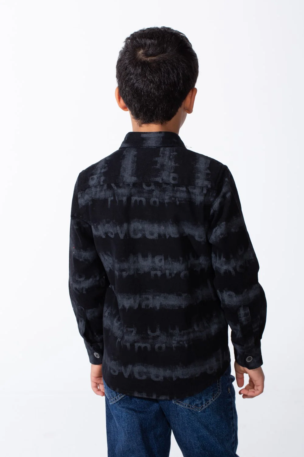 Boy's Button-Down Graphic Panels Left-Chest Utility Pocket Slim Fit Gabardine Shirt - Image 6