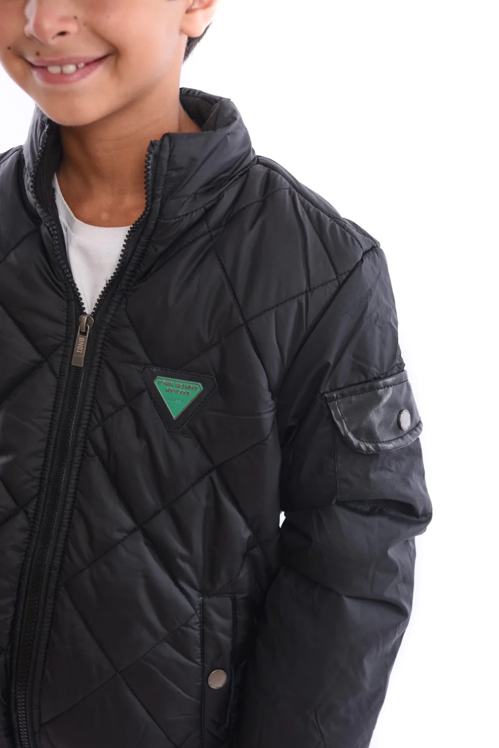 Boy's Casual Full Zipper Unique Style Padded Waterproof Jacket With Side Pocket - Image 4