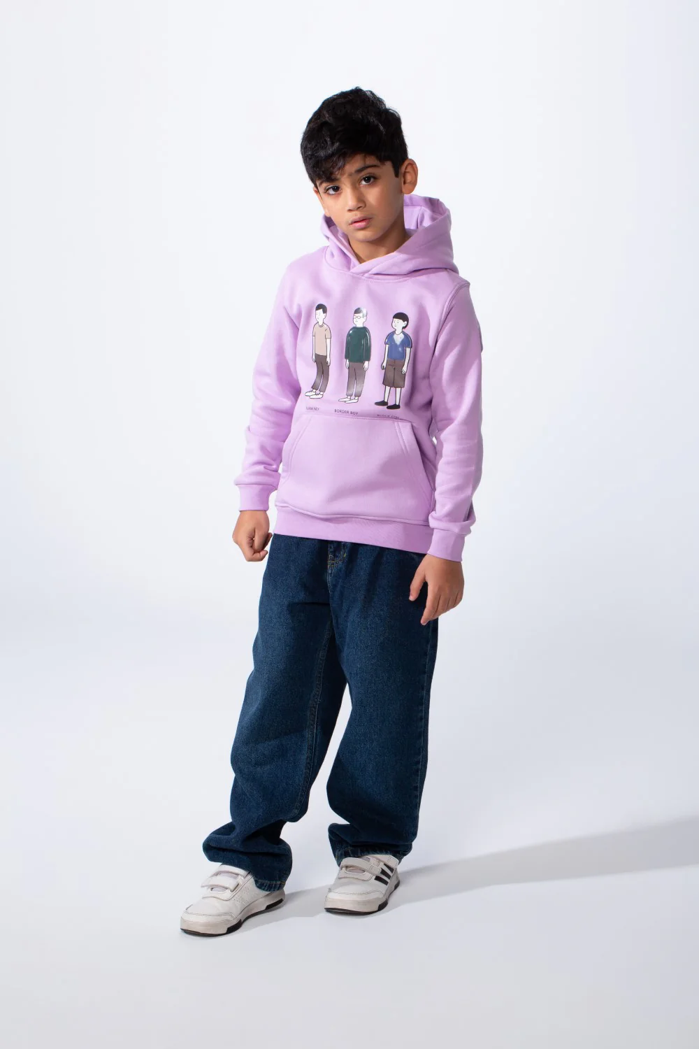 Boy's Character Graphic Print hood design Kangaroo Pocket Slim Fit Melton Sweatshirt - Image 7