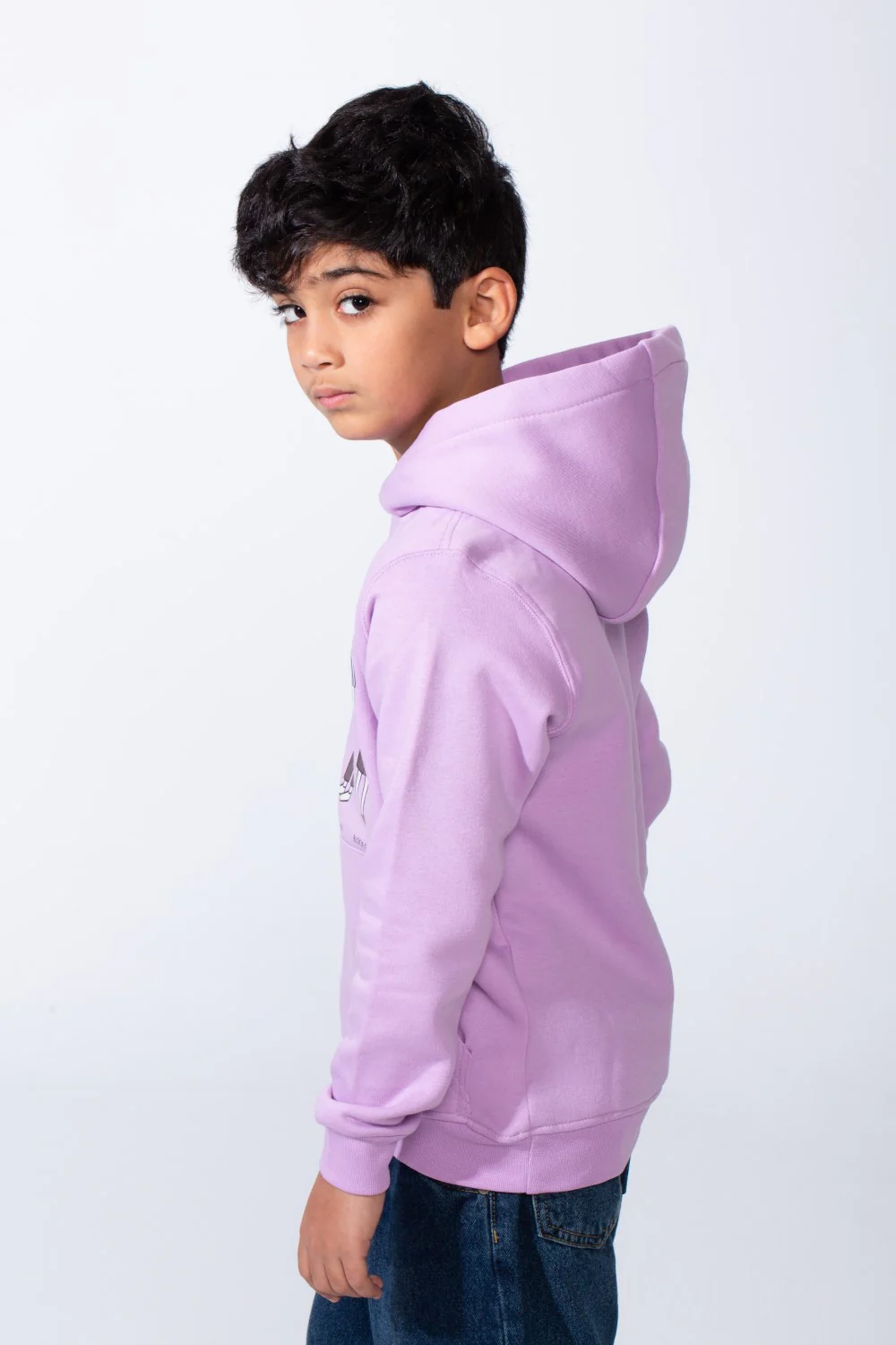 Boy's Character Graphic Print hood design Kangaroo Pocket Slim Fit Melton Sweatshirt - Image 8