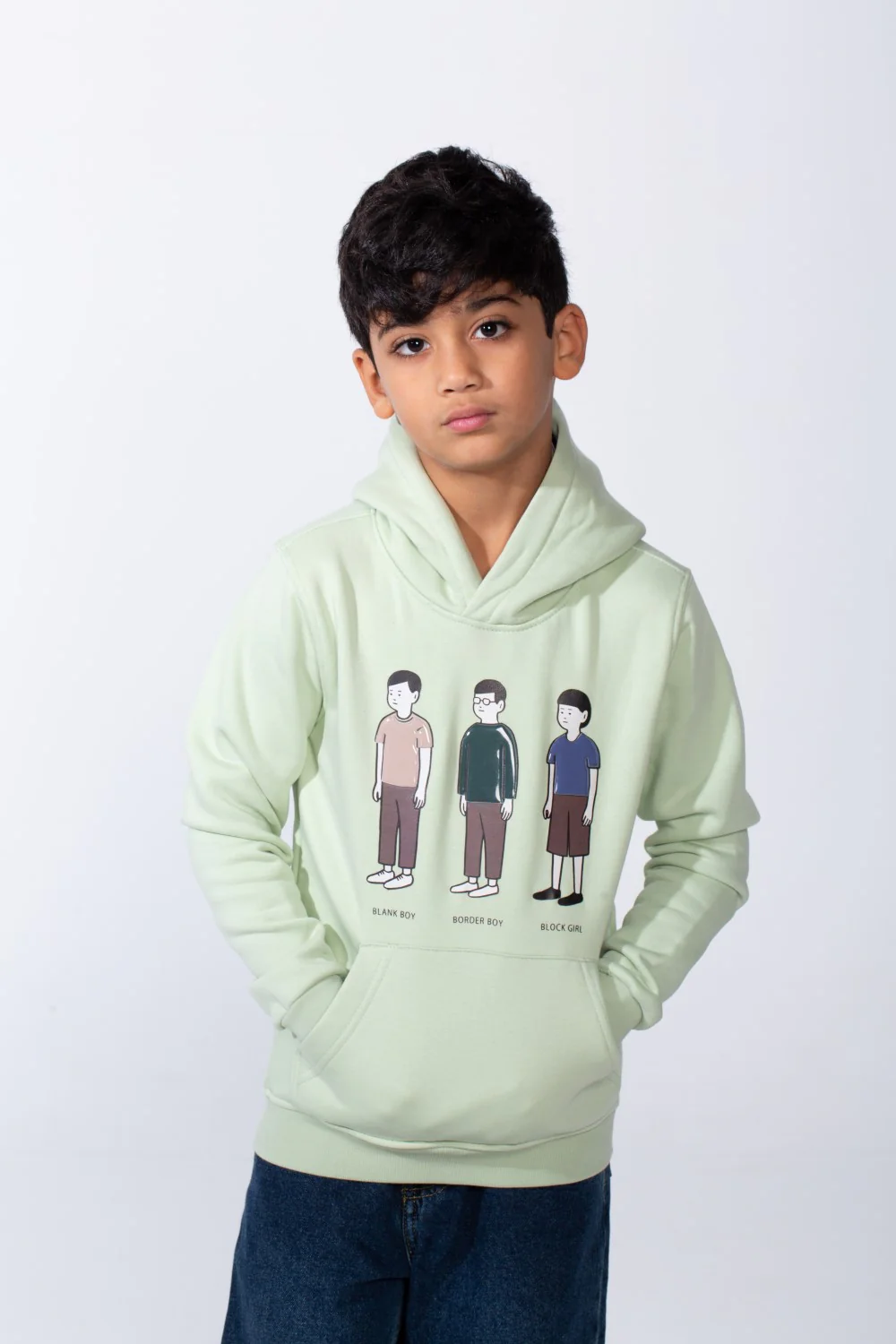 Boy's Character Graphic Print hood design Kangaroo Pocket Slim Fit Melton Sweatshirt - Image 9