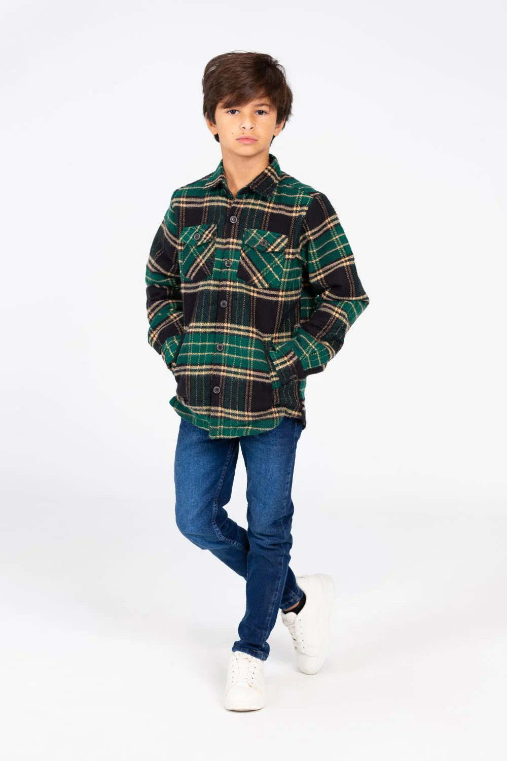 Boy's Checked Shirt With Front Pockets And Long Sleeves - Image 4