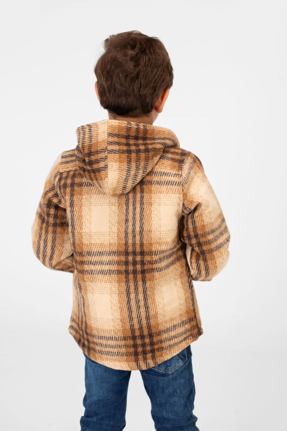 Boy's Checkered Hooded Shirt With Full Zip - Image 10