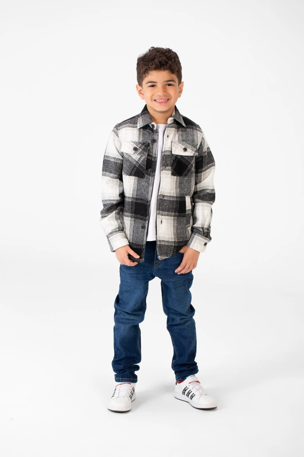 Boy's Ckecked Fur Padded Shirt With Buttons Closure - Image 4