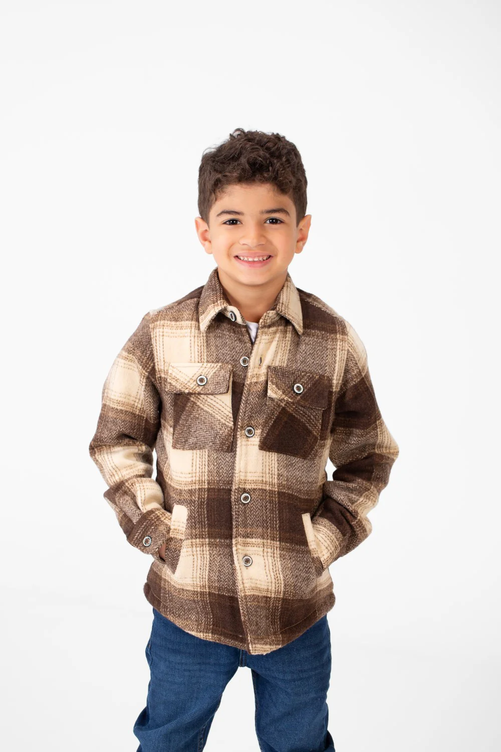 Boy's Ckecked Fur Padded Shirt With Buttons Closure - Image 5