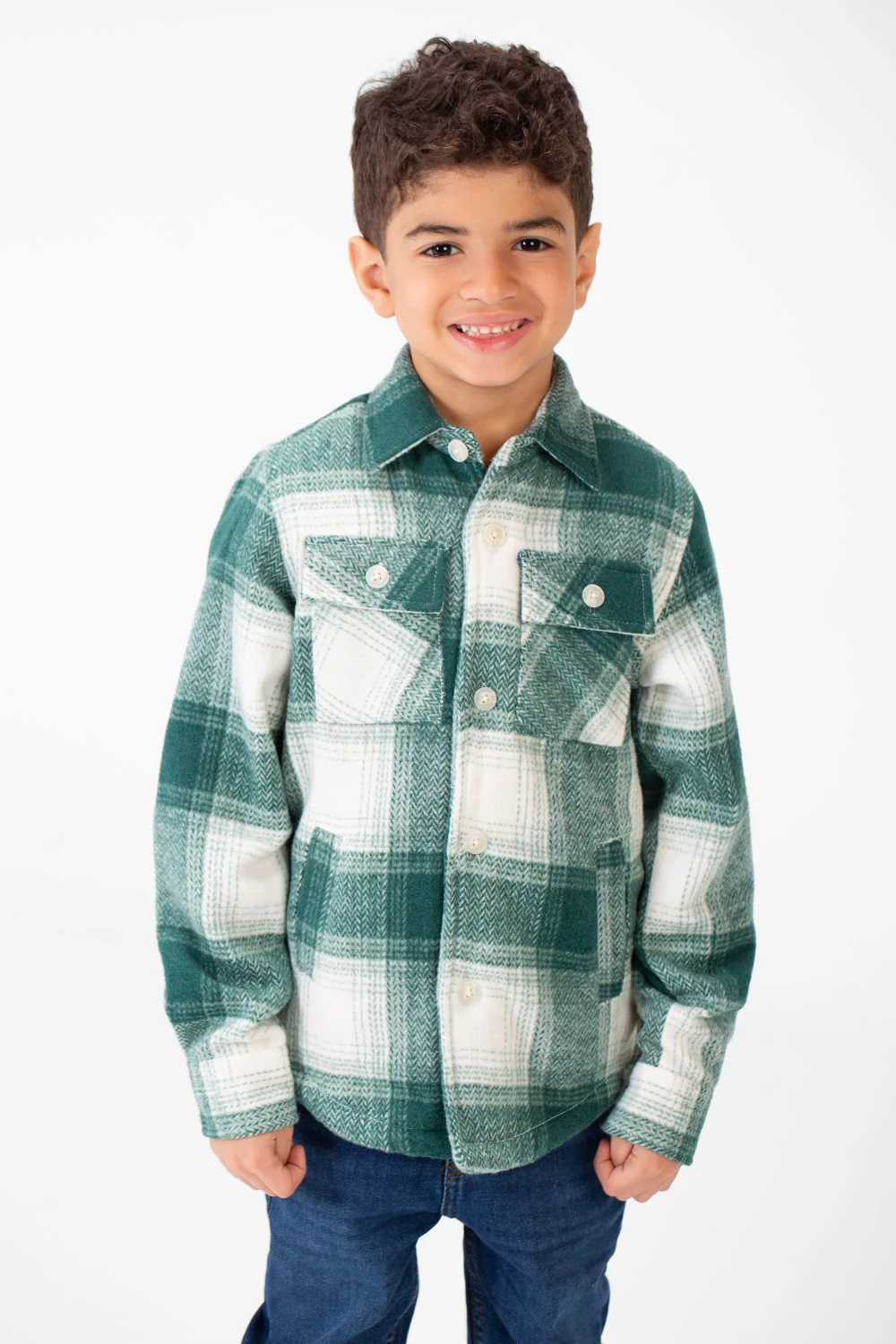 Boy's Ckecked Fur Padded Shirt With Buttons Closure - Image 9