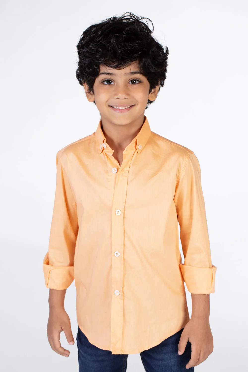Boys Classic Plain Poplin Lycra Shirt With Button Front - Image 12