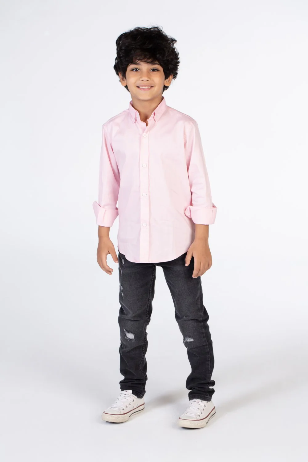 Boys Classic Plain Poplin Lycra Shirt With Button Front - Image 13