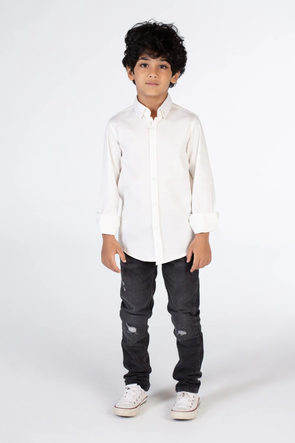 Boys Classic Plain Poplin Lycra Shirt With Button Front - Image 16