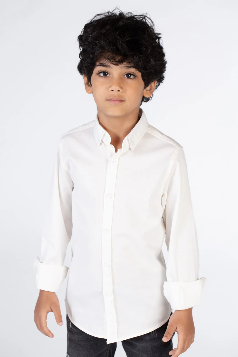 Boys Classic Plain Poplin Lycra Shirt With Button Front - Image 17