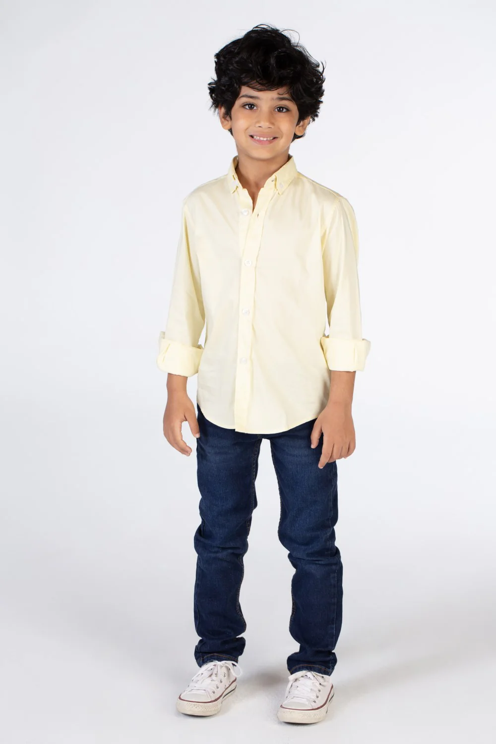 Boys Classic Plain Poplin Lycra Shirt With Button Front - Image 19