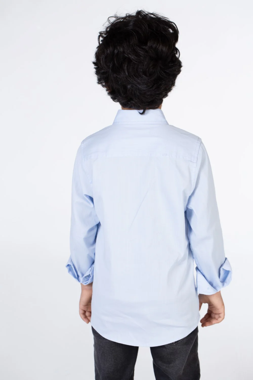 Boys Classic Plain Poplin Lycra Shirt With Button Front - Image 5