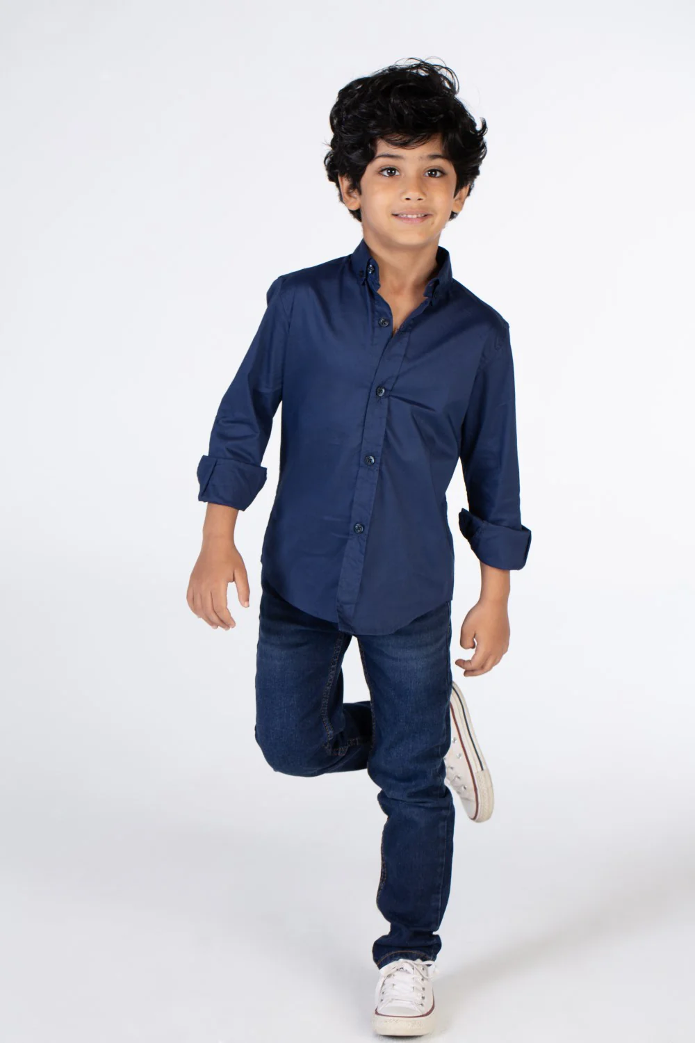 Boys Classic Plain Poplin Lycra Shirt With Button Front - Image 7